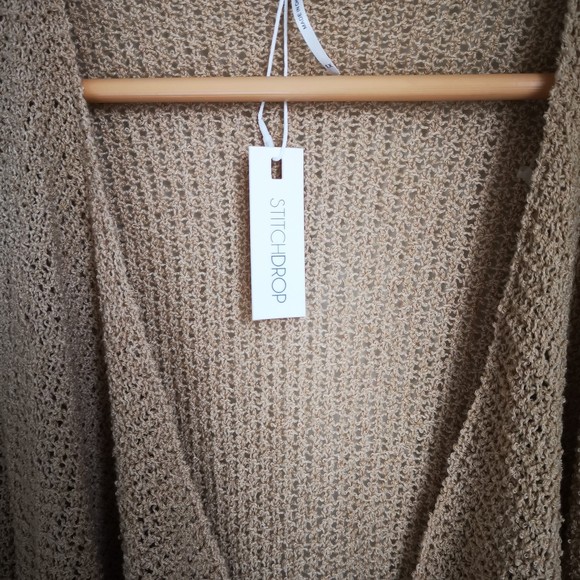 Stitchdrop Striped Open Knit Open Front Cardigan Burlap Combo Size 1X Plus NWT - Picture 10 of 10